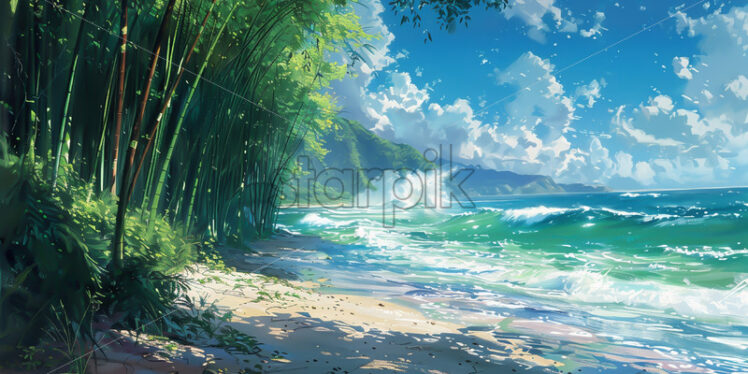 A bamboo forest near an ocean - Starpik Stock