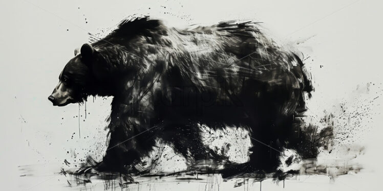 A bear painted in calligraphic style - Starpik Stock