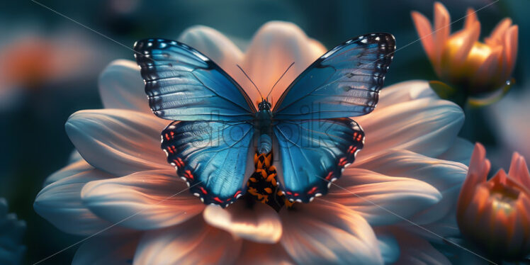 A blue butterfly on a blue flower - Starpik Stock