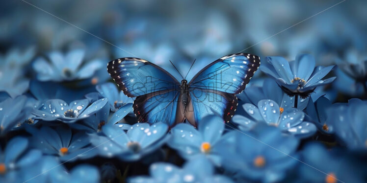 A blue butterfly on a blue flower - Starpik Stock