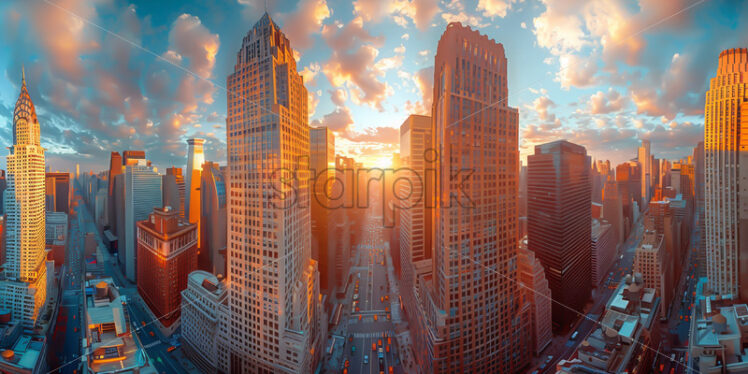 A city with tall buildings fish eye photo - Starpik Stock