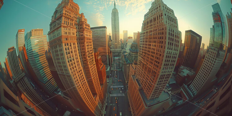 A city with tall buildings fish eye photo - Starpik Stock