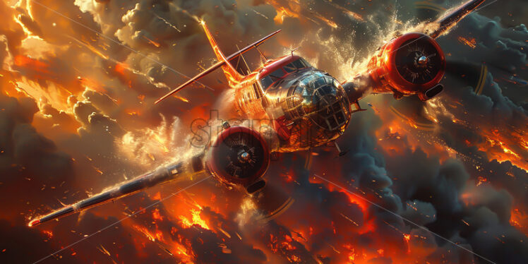 A firefighter plane extinguishing a fire - Starpik Stock