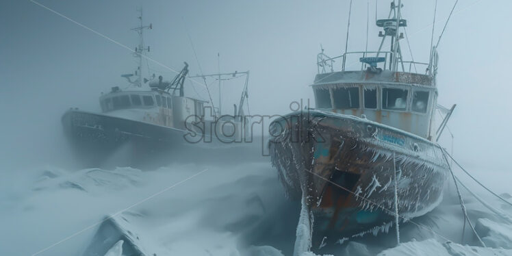 A fishing boat in the polar desert - Starpik Stock