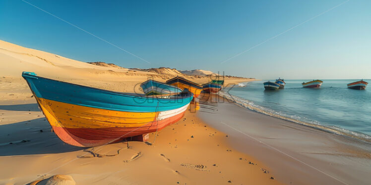 A fishing boat on an ocean beach - Starpik Stock