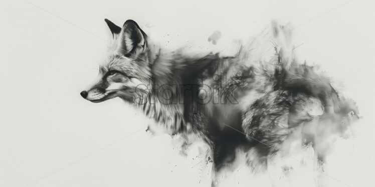 A fox painted in calligraphic style - Starpik Stock