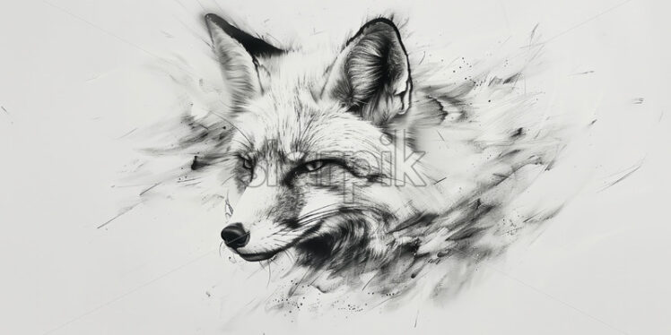 A fox painted in calligraphic style - Starpik Stock