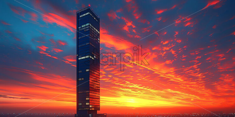 A glass building at sunset - Starpik Stock