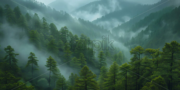 A landscape with fir trees on a slope - Starpik Stock