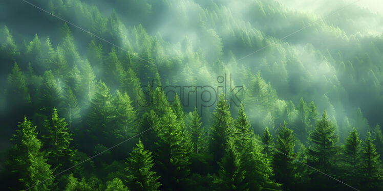 A landscape with fir trees on a slope - Starpik Stock