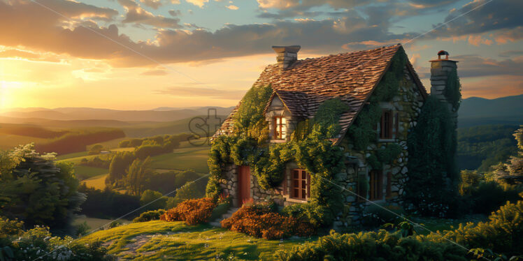 A lonely house on a hill - Starpik Stock