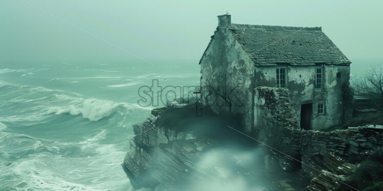 A lonely house on the shore of an ocean - Starpik Stock