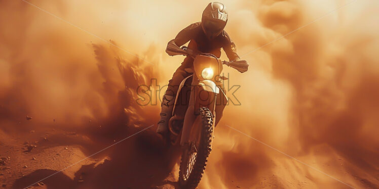 A motorcyclist through the desert - Starpik Stock