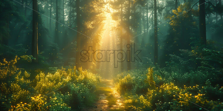 A path through a fir forest - Starpik Stock