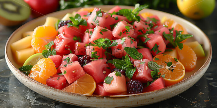 A plate with fruit salad - Starpik Stock