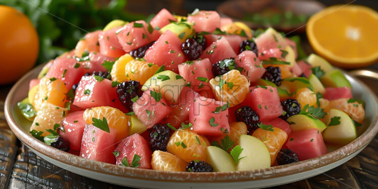 A plate with fruit salad - Starpik Stock