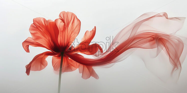 A red flower on a white background, motion blur - Starpik Stock