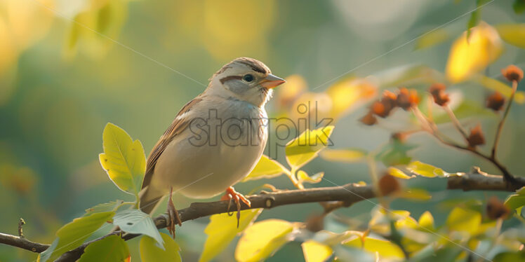 A sparrow on a tree branch - Starpik Stock