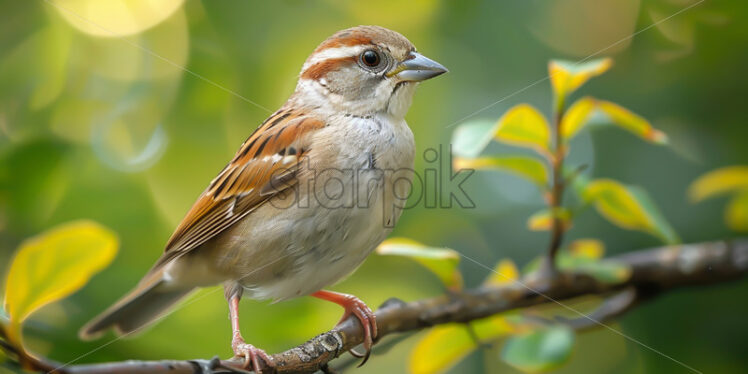 A sparrow on a tree branch - Starpik Stock