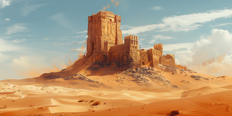 A stone tower in the desert - Starpik Stock