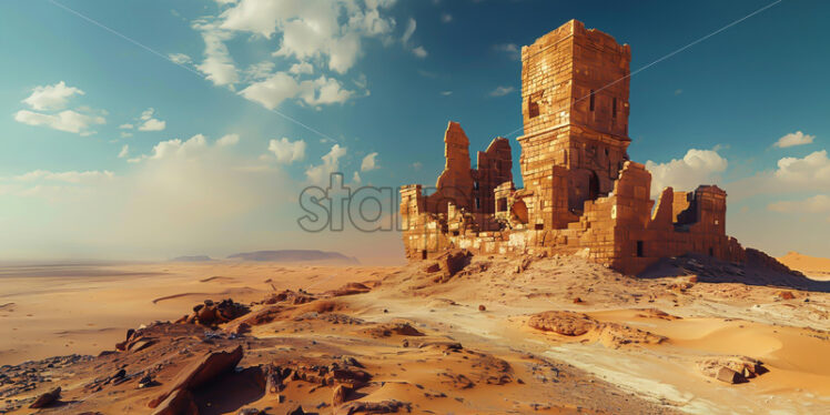 A stone tower in the desert - Starpik Stock