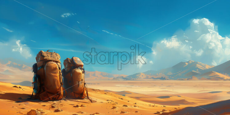 A suitcase in a desert with dunes - Starpik Stock