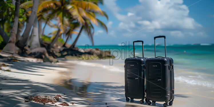 A suitcase on a beach - Starpik Stock