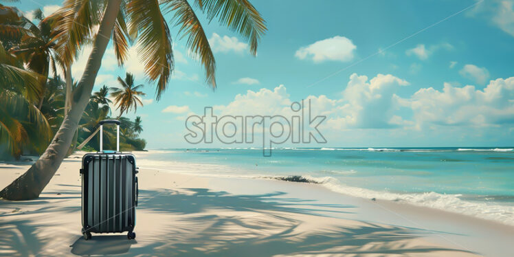 A suitcase on a beach - Starpik Stock