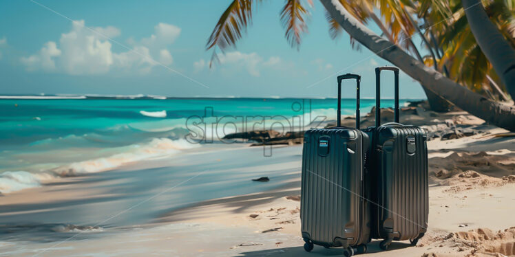 A suitcase on a beach - Starpik Stock