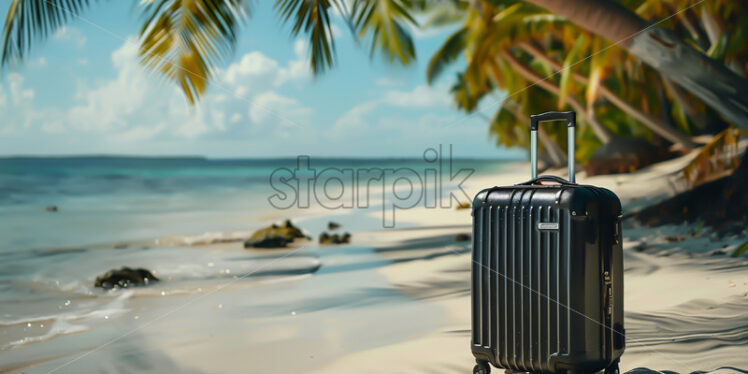 A suitcase on a beach - Starpik Stock