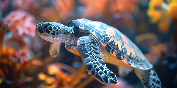 A turtle in a coral reef - Starpik Stock