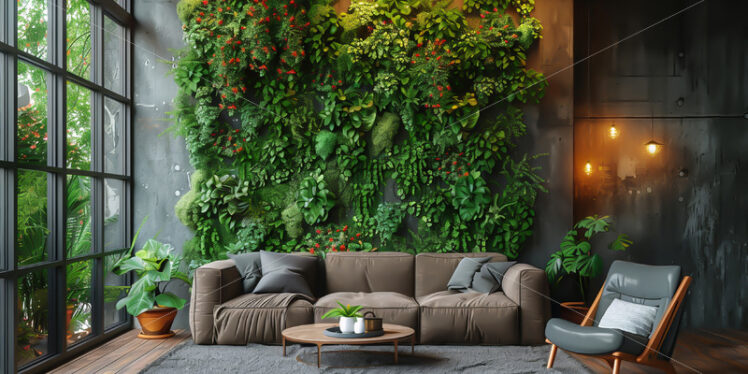 An interior with a green wall - Starpik Stock