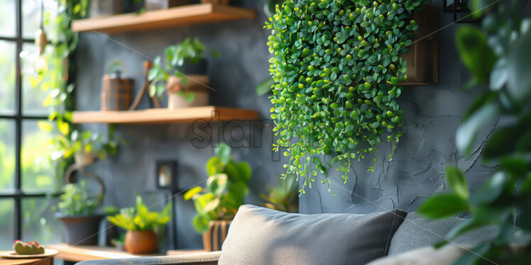 An interior with a green wall - Starpik Stock