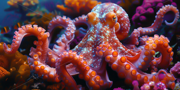 An octopus in a coral reef - Starpik Stock