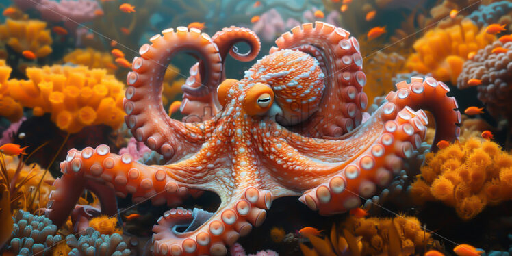 An octopus in a coral reef - Starpik Stock