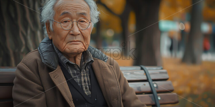 An old man on a chair in the park - Starpik Stock