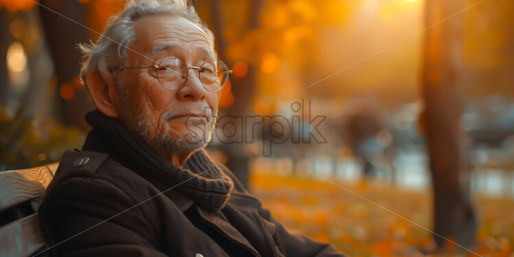 An old man on a chair in the park - Starpik Stock