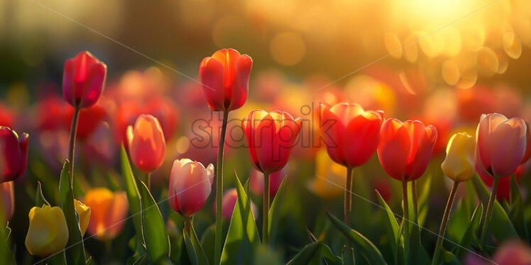 Beautiful tulips in a field - Starpik Stock