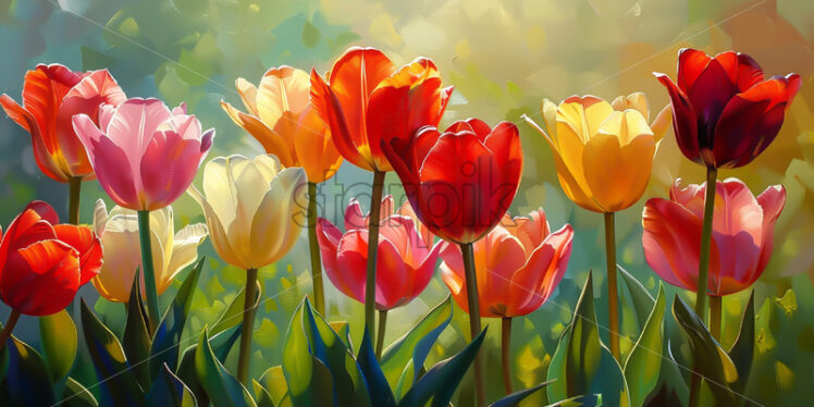 Beautiful tulips in a field - Starpik Stock