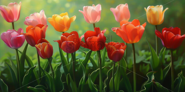 Beautiful tulips in a field - Starpik Stock