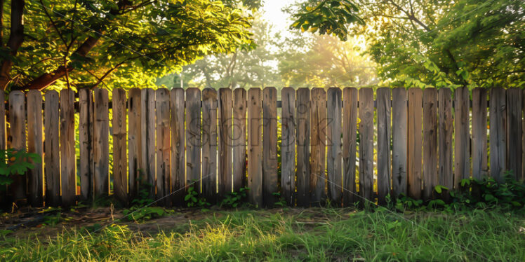 Board fence on a plain - Starpik Stock