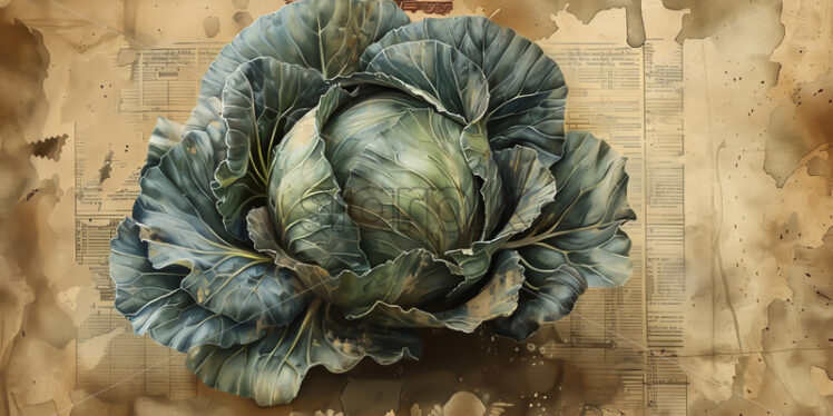 Cabbage on the page of an old encyclopedia - Starpik Stock