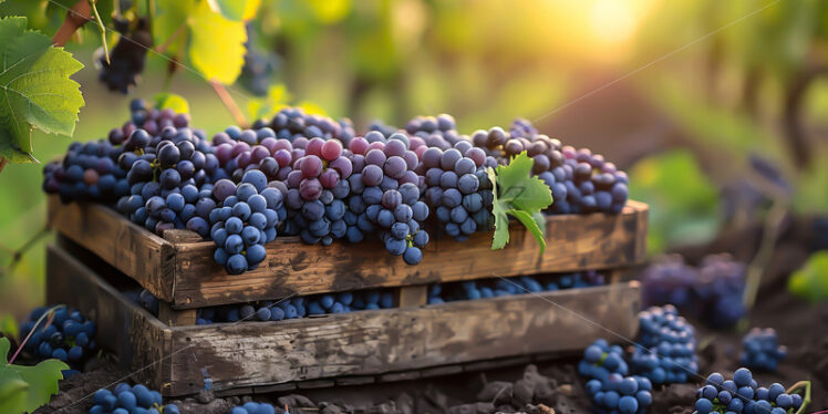 Crates of grapes in the vineyard - Starpik Stock