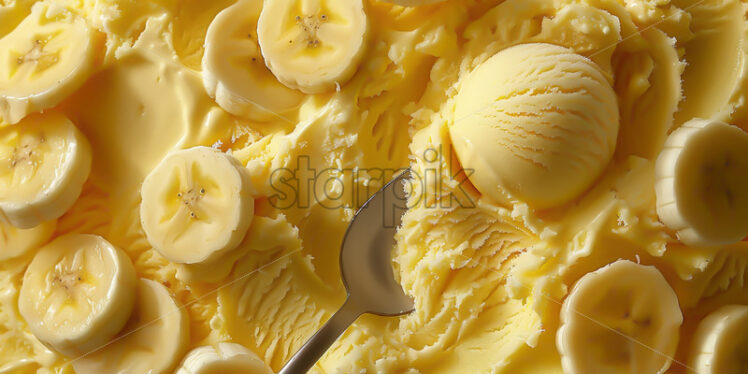 Delicious banana ice cream, background - Starpik Stock