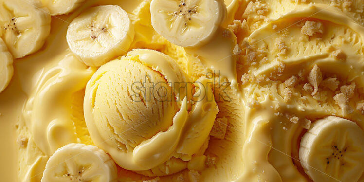 Delicious banana ice cream, background - Starpik Stock