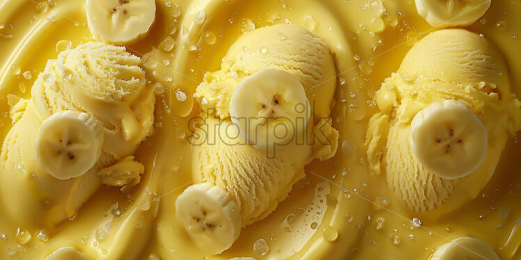 Delicious banana ice cream, background - Starpik Stock