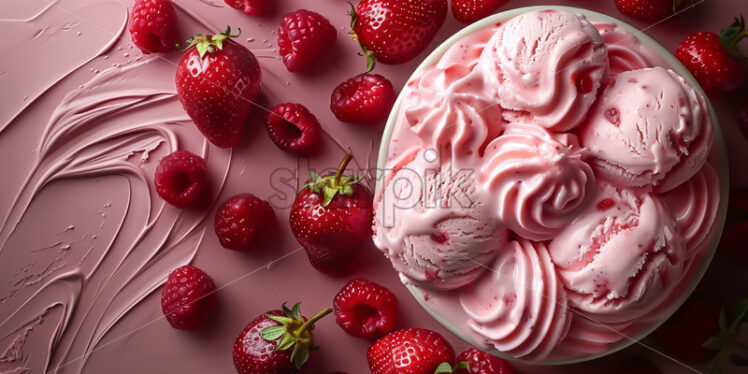 Delicious strawberry ice cream, background - Starpik Stock