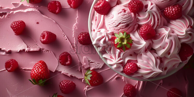 Delicious strawberry ice cream, background - Starpik Stock