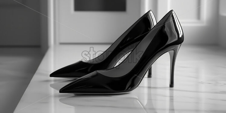 Elegant black ladies shoes, studio photo - Starpik Stock
