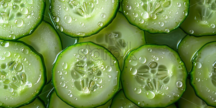 Fresh sliced ​​cucumbers on a background - Starpik Stock